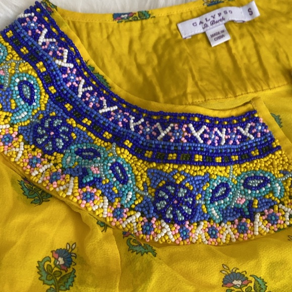 Calypso St. Barth beaded silk tunic size S - Picture 4 of 8